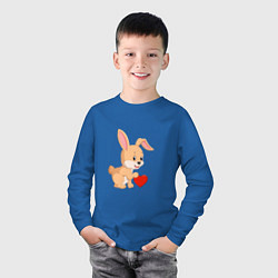 Лонгслив хлопковый детский Кролик с сердечком, цвет: синий — фото 2