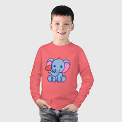 Лонгслив хлопковый детский Love Elephant, цвет: коралловый — фото 2