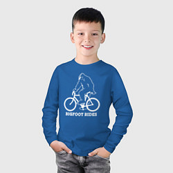 Лонгслив хлопковый детский Бигфут на велосипеде, цвет: синий — фото 2