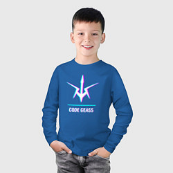 Лонгслив хлопковый детский Символ Code Geass в стиле glitch, цвет: синий — фото 2
