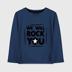 Лонгслив хлопковый детский We rock you, цвет: тёмно-синий