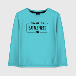 Лонгслив хлопковый детский Battlefield gaming champion: рамка с лого и джойст, цвет: бирюзовый