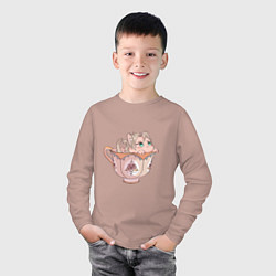 Лонгслив хлопковый детский Котик Альбедо, цвет: пыльно-розовый — фото 2