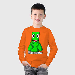 Лонгслив хлопковый детский Радужные друзья - Зеленый, цвет: оранжевый — фото 2