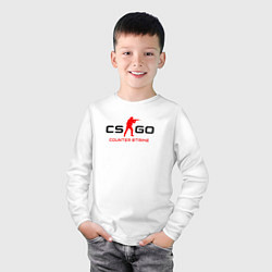 Лонгслив хлопковый детский Counter Strike логотип, цвет: белый — фото 2