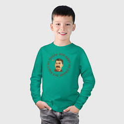 Лонгслив хлопковый детский Сталин Все по Плану, цвет: зеленый — фото 2