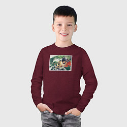 Лонгслив хлопковый детский Рико и Рэг, цвет: меланж-бордовый — фото 2