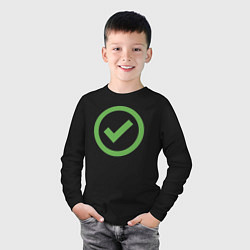 Лонгслив хлопковый детский Approved - зелёная галка, цвет: черный — фото 2