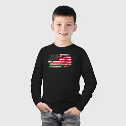 Лонгслив хлопковый детский Флаг США с хоккеистом, цвет: черный — фото 2
