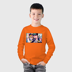 Лонгслив хлопковый детский Джолин и Джотаро Куджо - JOJO, цвет: оранжевый — фото 2