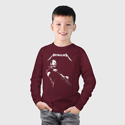 Лонгслив хлопковый детский James Hetfield, цвет: меланж-бордовый — фото 2