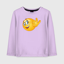 Лонгслив хлопковый детский Эмодзи - ОК, цвет: лаванда