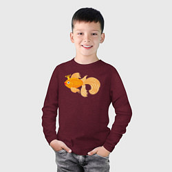 Лонгслив хлопковый детский Золотая рыбка, цвет: меланж-бордовый — фото 2
