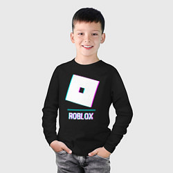 Лонгслив хлопковый детский Roblox в стиле glitch и баги графики, цвет: черный — фото 2