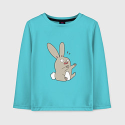 Лонгслив хлопковый детский Испуганный кролик, цвет: бирюзовый