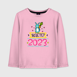 Лонгслив хлопковый детский Кролик с юмором 2023, цвет: светло-розовый