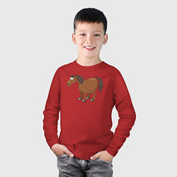 Лонгслив хлопковый детский Забавный конь, цвет: красный — фото 2