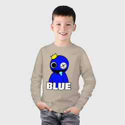 Лонгслив хлопковый детский Радужные друзья улыбчивый Синий, цвет: миндальный — фото 2