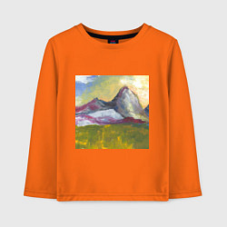 Лонгслив хлопковый детский Арт Утро в горах, цвет: оранжевый