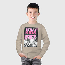 Лонгслив хлопковый детский Stray Kids boy band, цвет: миндальный — фото 2