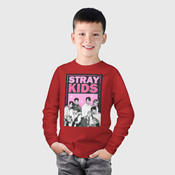 Лонгслив хлопковый детский Stray Kids boy band, цвет: красный — фото 2