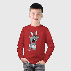 Лонгслив хлопковый детский Злой заяц, цвет: красный — фото 2