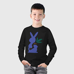 Лонгслив хлопковый детский Синий кролик, цвет: черный — фото 2