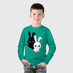 Лонгслив хлопковый детский Милый кролик - ангелочек или дьяволёнок?, цвет: зеленый — фото 2