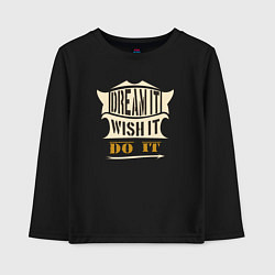 Лонгслив хлопковый детский Dream it, Wish it, Do it, цвет: черный