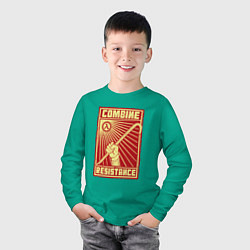 Лонгслив хлопковый детский Сопротивление комбайнам, цвет: зеленый — фото 2