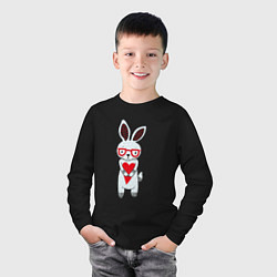 Лонгслив хлопковый детский Зайчонок с сердечком, цвет: черный — фото 2