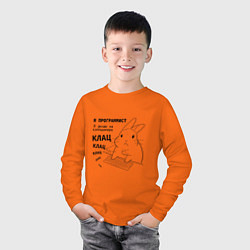 Лонгслив хлопковый детский Кролик программист - клац клац клац, цвет: оранжевый — фото 2