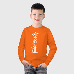 Лонгслив хлопковый детский Белый символ карате - граффити, цвет: оранжевый — фото 2