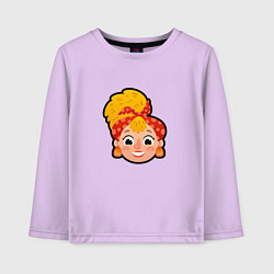 Лонгслив хлопковый детский Мультяшная девочка в платке, цвет: лаванда