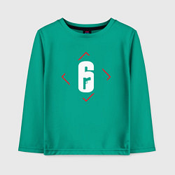 Лонгслив хлопковый детский Символ Rainbow Six в красном ромбе, цвет: зеленый