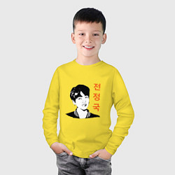 Лонгслив хлопковый детский Чон Джон Гук, цвет: желтый — фото 2