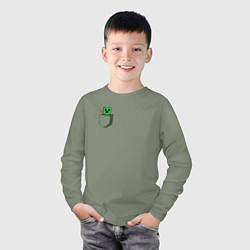 Лонгслив хлопковый детский Крипер в кармане, цвет: авокадо — фото 2
