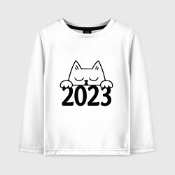 Лонгслив хлопковый детский Cat 2023, цвет: белый