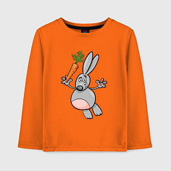 Лонгслив хлопковый детский Заяц с морковкой в полете, цвет: оранжевый