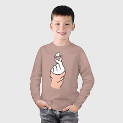 Лонгслив хлопковый детский Hand click, цвет: пыльно-розовый — фото 2