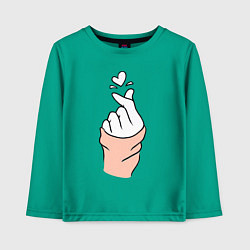 Лонгслив хлопковый детский Hand click, цвет: зеленый