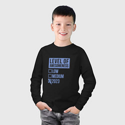 Лонгслив хлопковый детский Level 2023, цвет: черный — фото 2