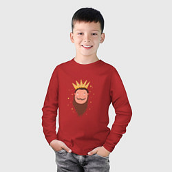 Лонгслив хлопковый детский Король в золотой короне, цвет: красный — фото 2