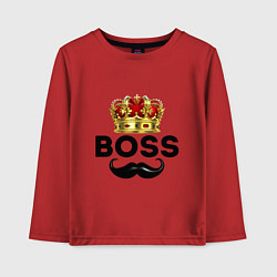 Лонгслив хлопковый детский BOSS и корона с усами, цвет: красный