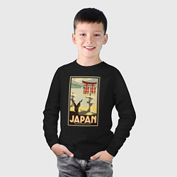Лонгслив хлопковый детский Япония винтаж природа, цвет: черный — фото 2