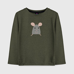 Лонгслив хлопковый детский Минималистичная мышь, цвет: меланж-хаки