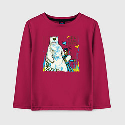 Лонгслив хлопковый детский Медведь в обнимку с матросом, цвет: маджента