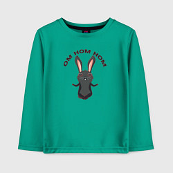 Лонгслив хлопковый детский Черный кролик медитирует, цвет: зеленый