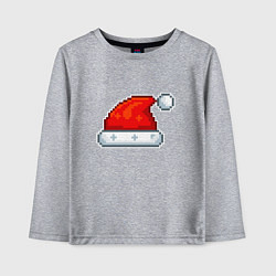 Лонгслив хлопковый детский Пиксельная шапка Санта Клауса, цвет: меланж