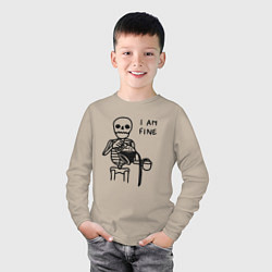 Лонгслив хлопковый детский Я не в порядке, цвет: миндальный — фото 2